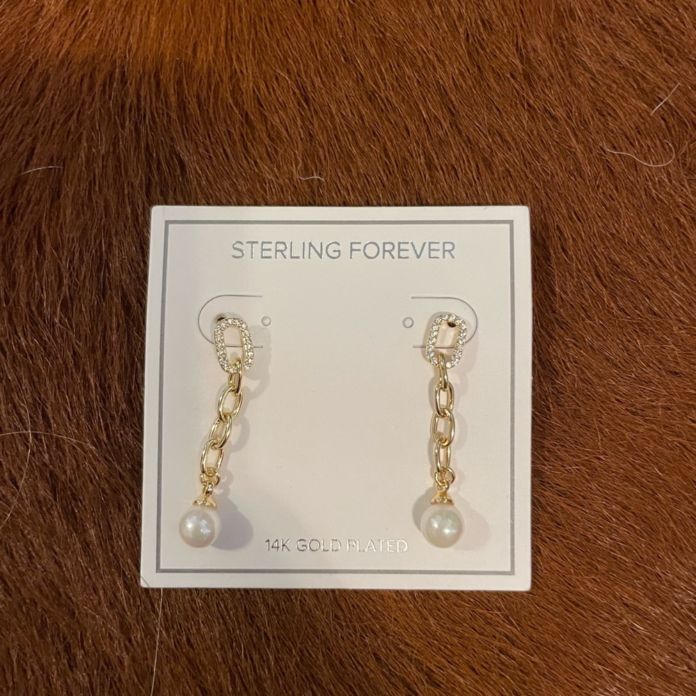 Gold Plated Pearl Drop Earrings